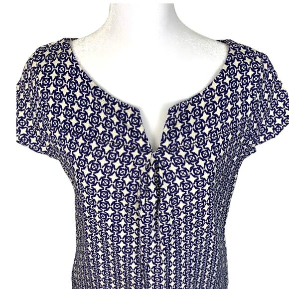 EUC Joe Fresh Blue and White Print Cotton Short Sleeve Lined Spring Dres… - Picture 2 of 8